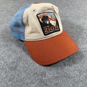 Zion National Park Hat Cap Snap Back One Size Blue Trucker Mesh H3 Headwear Mens